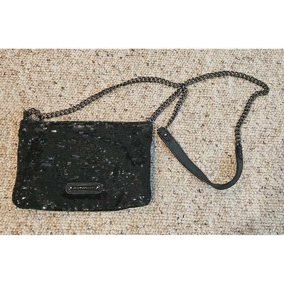 JUICY COUTURE BLACK SEQUIN LOUISA CROSSBODY BAG PURSE CHAIN STRAP‎ ORG. $128.00 - Picture 1 of 14